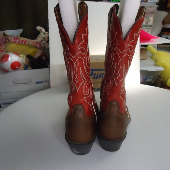Ariat Womens Square Toe Western Cowboy Boots Sz 7B Red/Brown Pull On - Picture 7 of 11